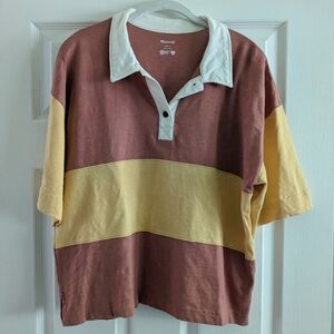 Madewell Oversized Striped Polo Shirt, US Women's Size Large